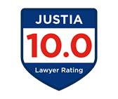 Justia Lawyer Rating badge, showing a perfect 10.0 rating