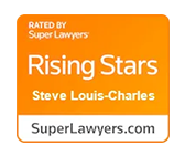 Super Lawyers Rising Stars badge for Steve Louis-Charles, indicating he is a recognized rising star in the legal profession.